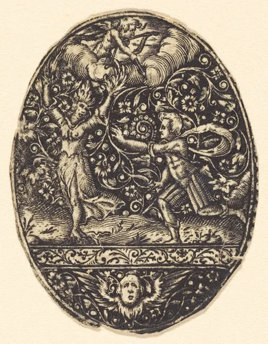 Apollo and Daphne by Antoine Jacquard, print, 1572-1652