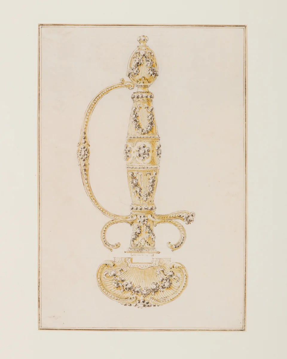 Design for the Hilt of a Small-Sword by Luigi Valadier, drawing, 1755-1815