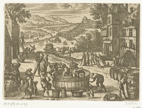 Oktober by Pieter van der Borcht, print, 1545-1608