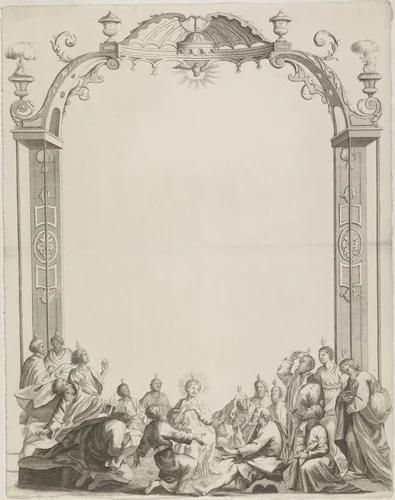 Wensbrief met de neerdaling van de Heilige Geest by anonymous, print, 1700-1899