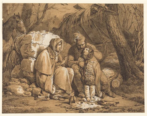 Soldier's Family Encamped by Horace Vernet, print, 1818