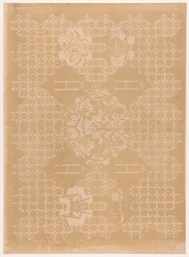 Blad met ornamenten, boot, wagen en wapen van Nederland by Carel Adolph Lion Cachet, print, 1874-1945