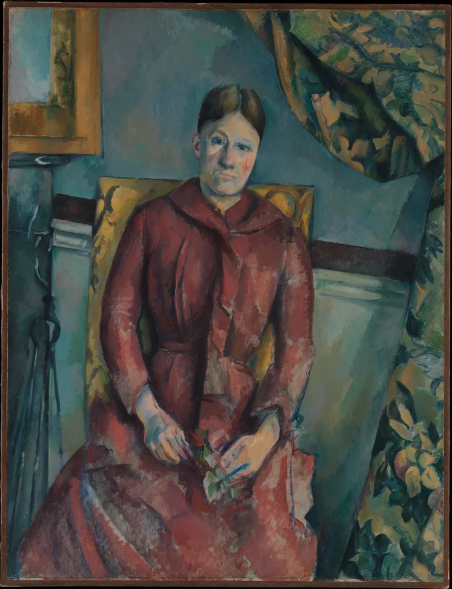 Madame Cézanne (Hortense Fiquet, 1850–1922) in a Red Dress by Paul Cézanne, painting, 1888-1890