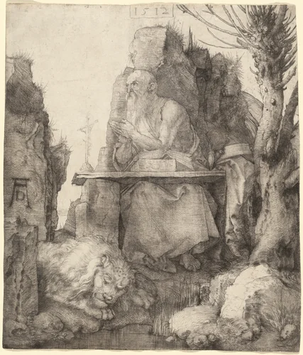 Saint Jerome by the Pollard Willow by Albrecht Dürer, print, 1512