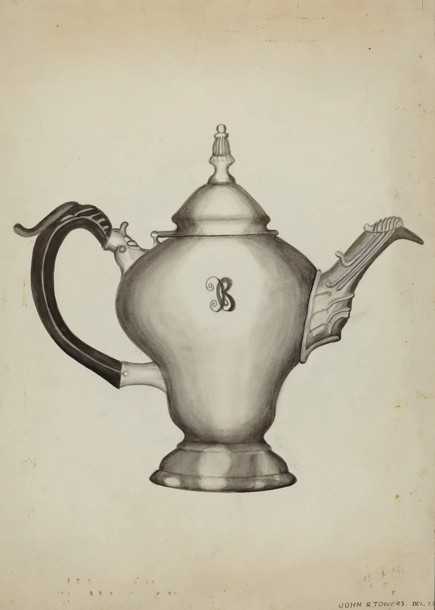 Silver Teapot by John R. Towers, index of american design, 1936