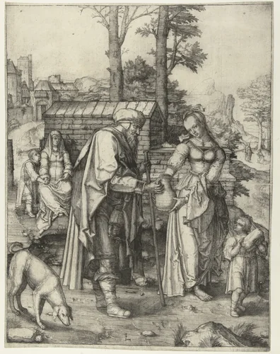 Abraham verstoot Hagar en Ismaël by Unknown, print, 1505-1510