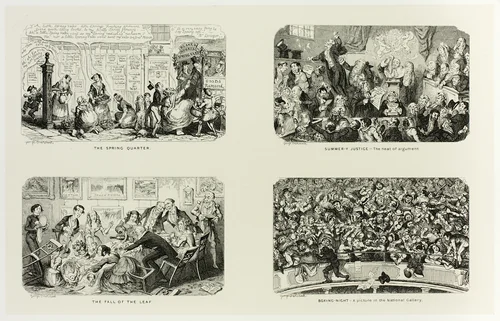 The Spring Quarter from George Cruikshank's Steel Etchings to The Comic Almanacks: 1835-1853 (top left) by George Cruikshank, print, 1845
