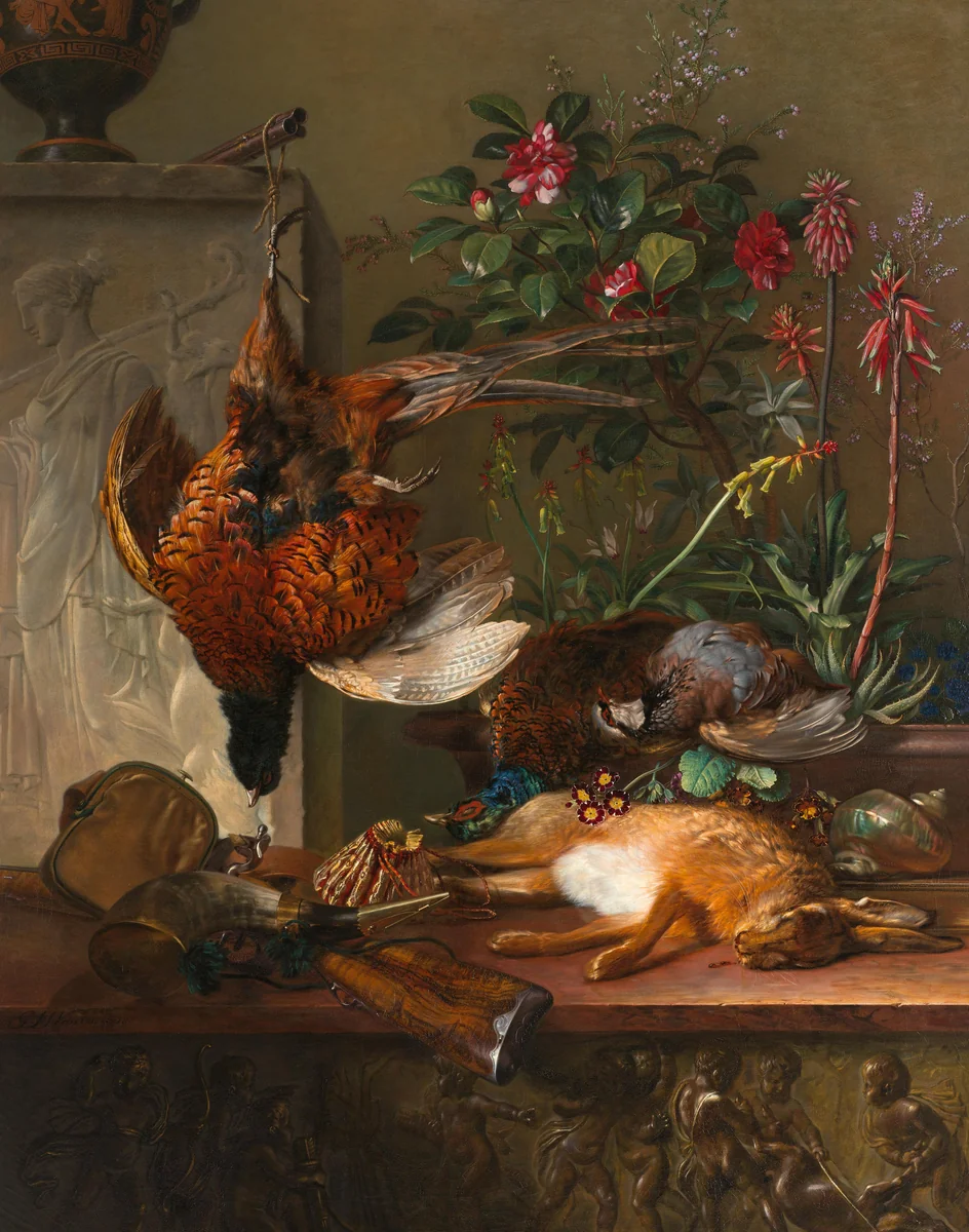 Still Life with Game and a Greek Stele: Allegory of Autumn by Georgius Jacobus Johannes van Os, painting, 1818