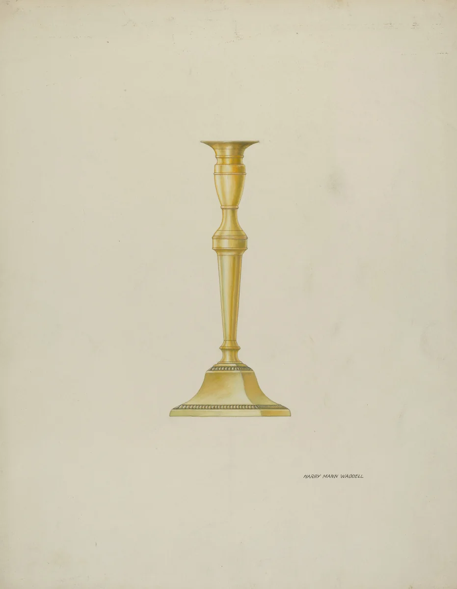 Brass Candlestick by Harry Mann Waddell, index of american design, 1937