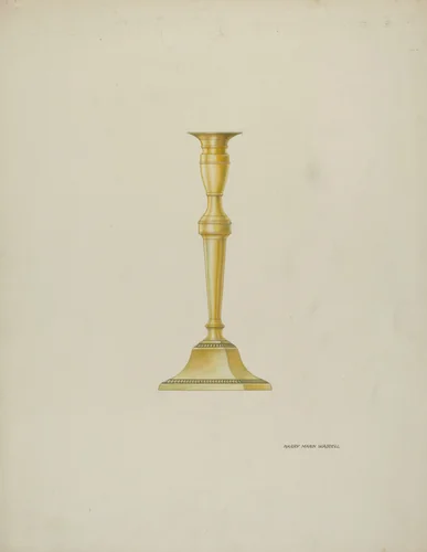 Brass Candlestick by Harry Mann Waddell, index of american design, 1937