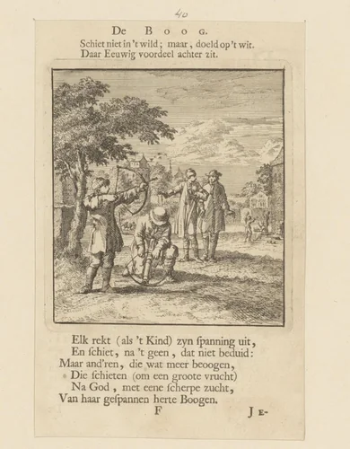 Boogschieten by Zacharias Chatelain, print, 1712