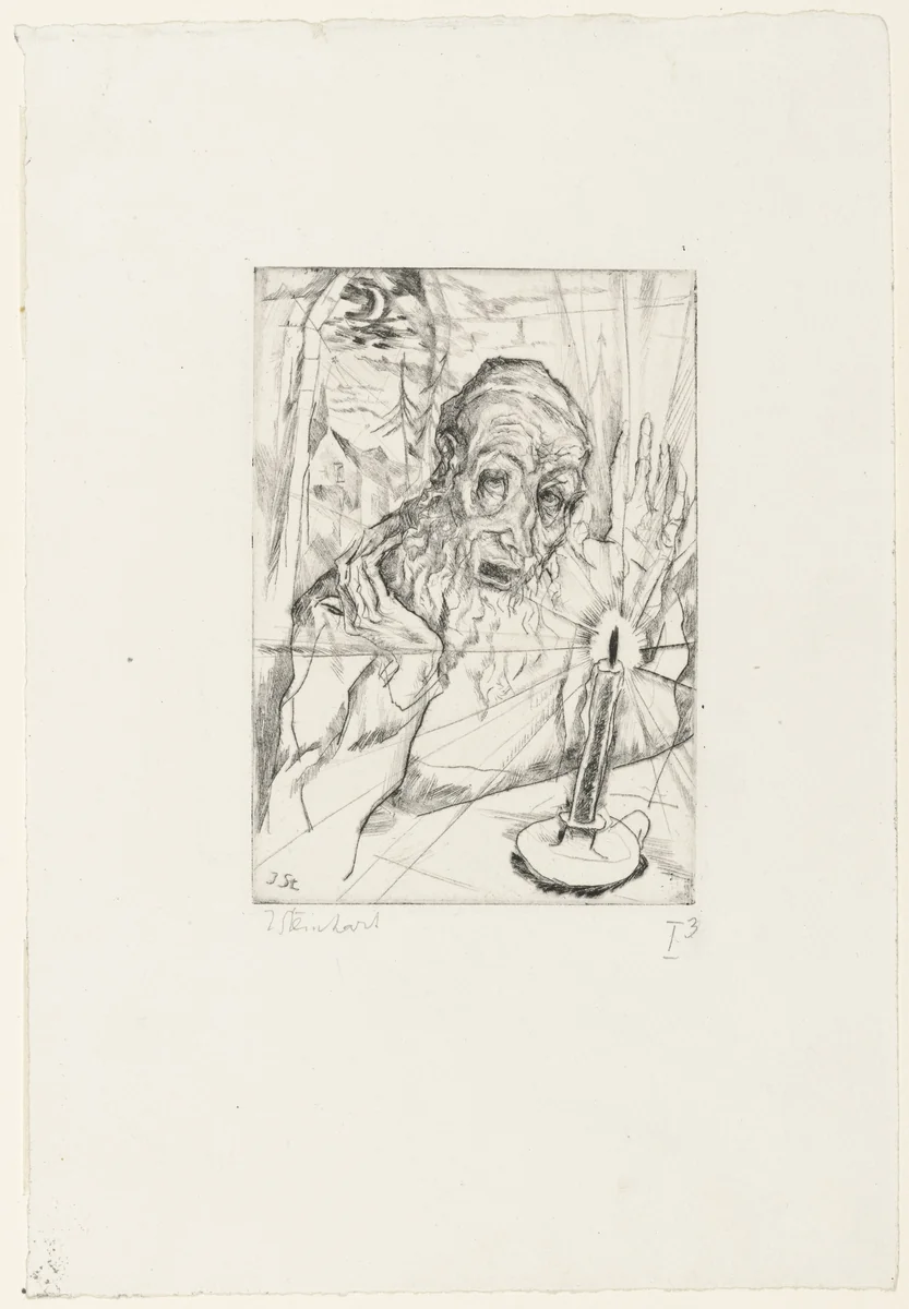 Jew Praying (Betender) by Jakob Steinhardt, print, 1917