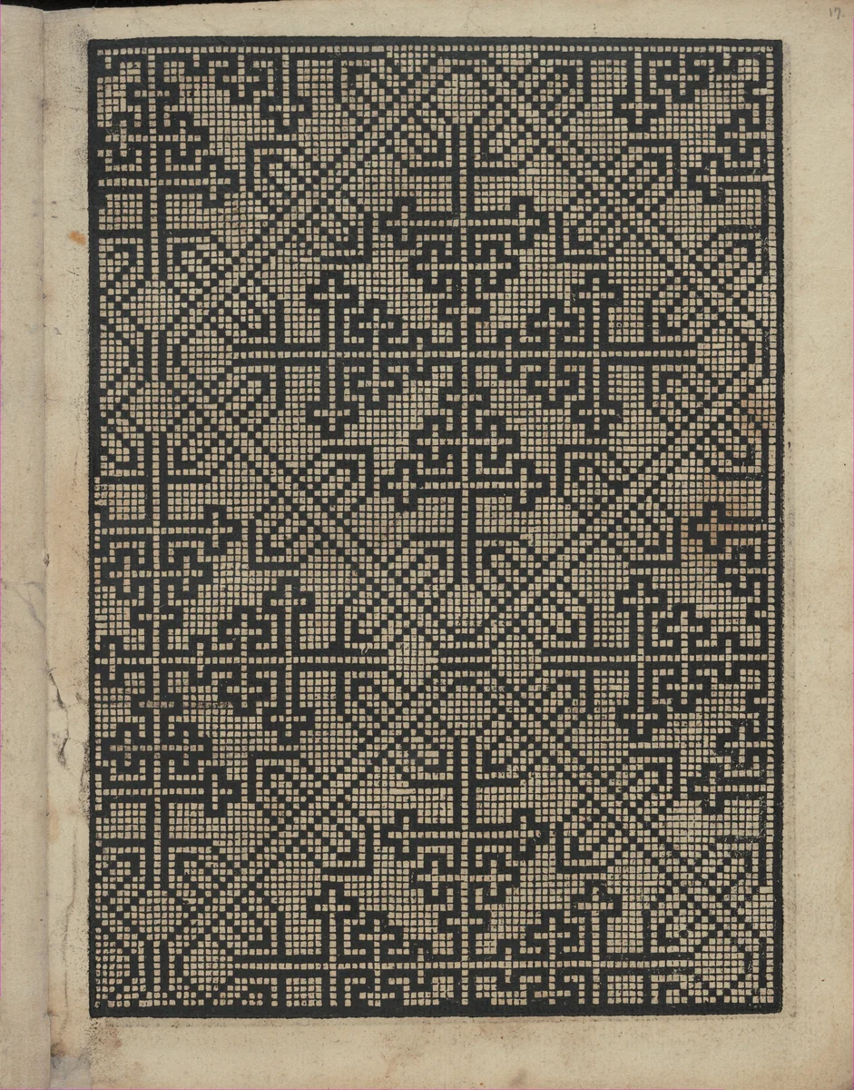 Libbretto nouellamete composto per maestro Domenico da Sera...lauorare di ogni sorte di punti, page 17 (recto) by Domenico da Sera, book, 1532