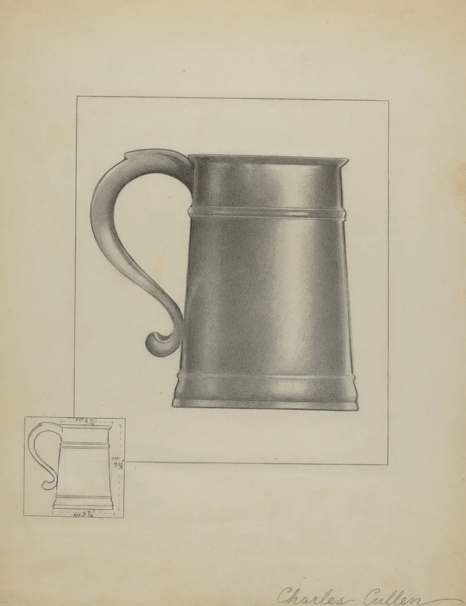 Pewter Mug by Charles Cullen, index of american design, 1936
