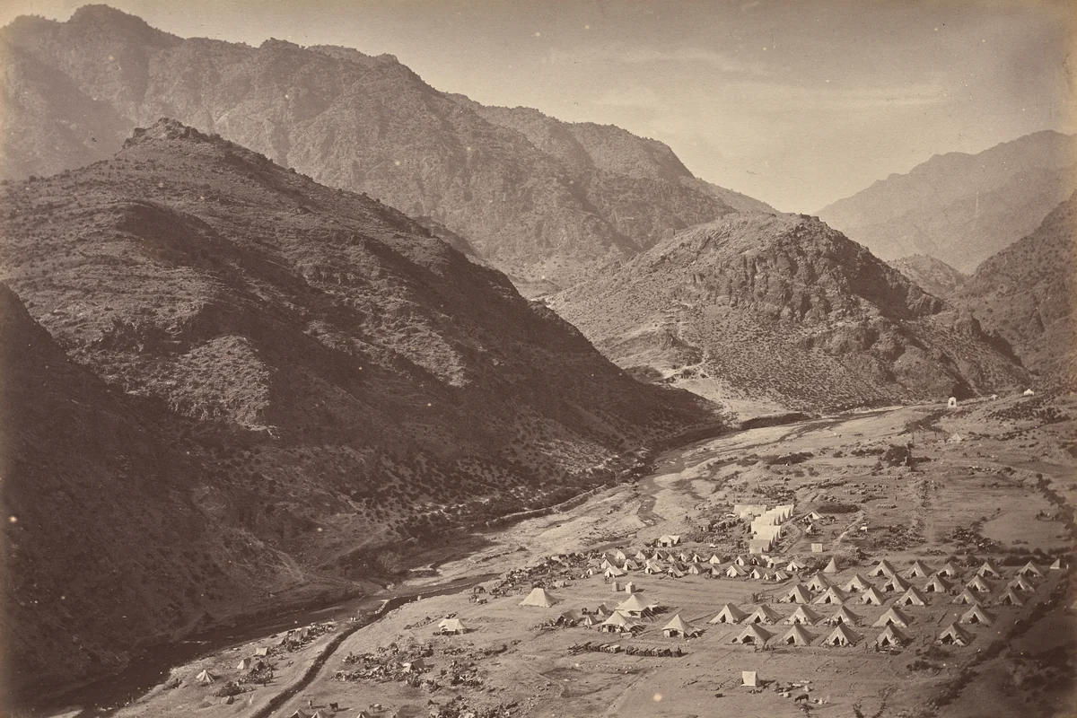 Ali Musjid and Camp from Sultan Tarra by John Burke, photograph, 1870