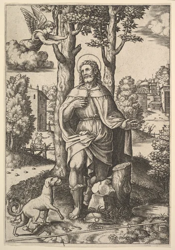 Saint Roch by Master of the Die, print, 1520-1570