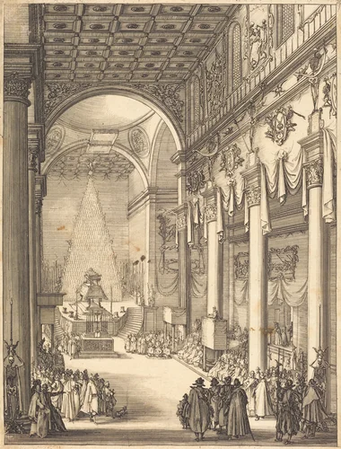 The Catafalque of the Emperor Mathias by Jacques Callot, print, 1619