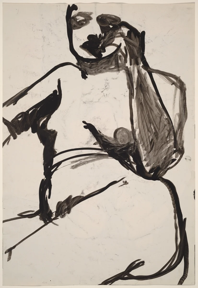 Untitled [back view of a female nude holding a basket] [verso] by Richard Diebenkorn, drawing, 1955-1967