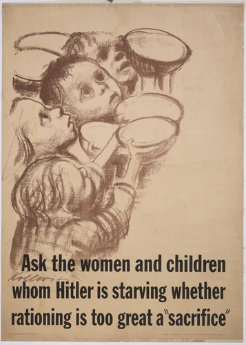 Ask the Women and Children Whom Hitler is Starving Whether Rationing Is Too Great a "Sacrifice" by Käthe Kollwitz, design, 1942
