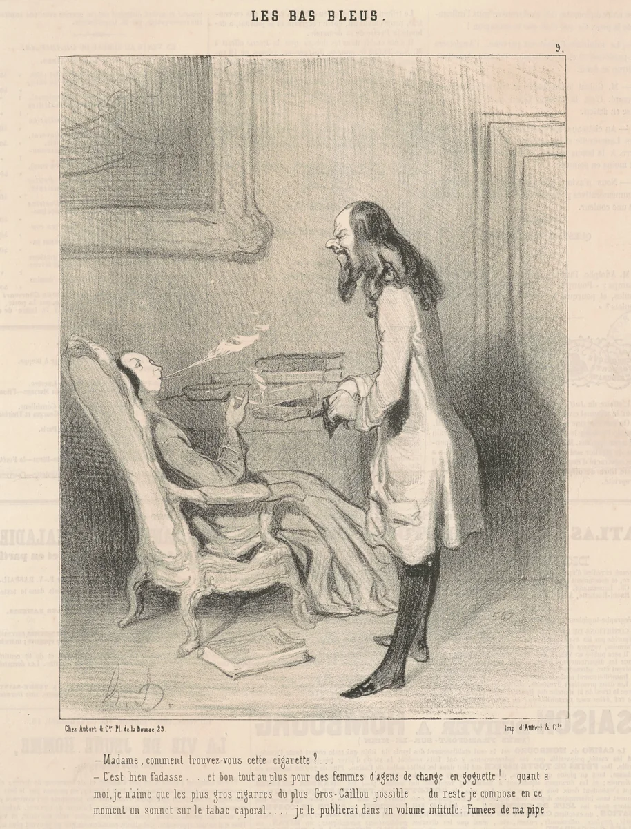 Madame, comment trouvez-vous cette cigarette? by Honoré Daumier, print, 1844