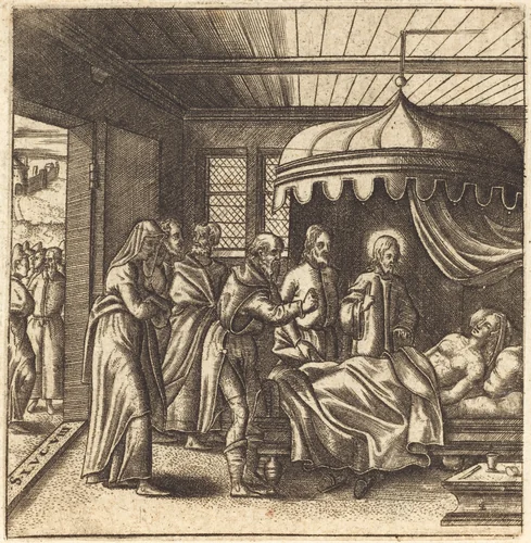 Christ Raises the Daughter of Jairus by Léonard Gaultier, print, 1576-1580