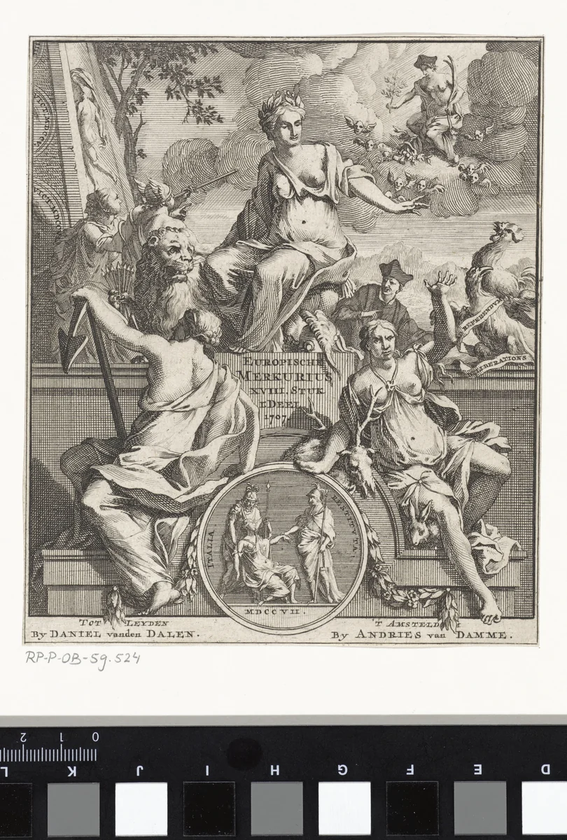 Titelpagina voor: Europische Mercurius, 18de stuk, deel 1, 1707 by Pieter Sluyter, print, 1707