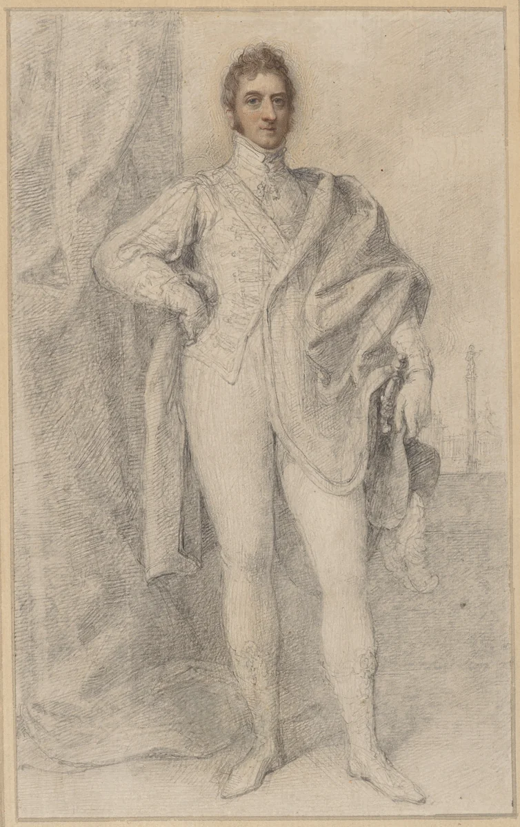 Portrait of George, 5th Duke of Marlborough, with Blenheim Palace in the Distance by Richard Cosway, drawing, 1817-1821