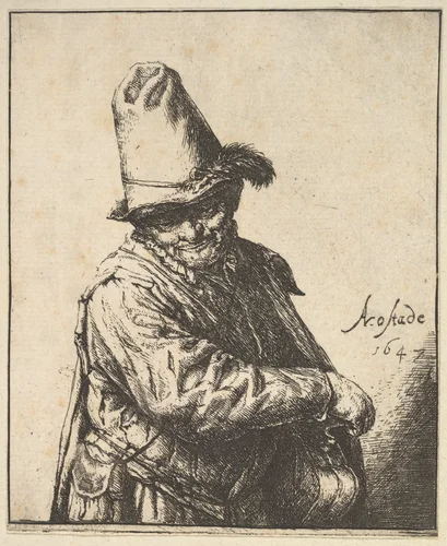 Hurdy Gurdy Man by Adriaen van Ostade, print, 1647