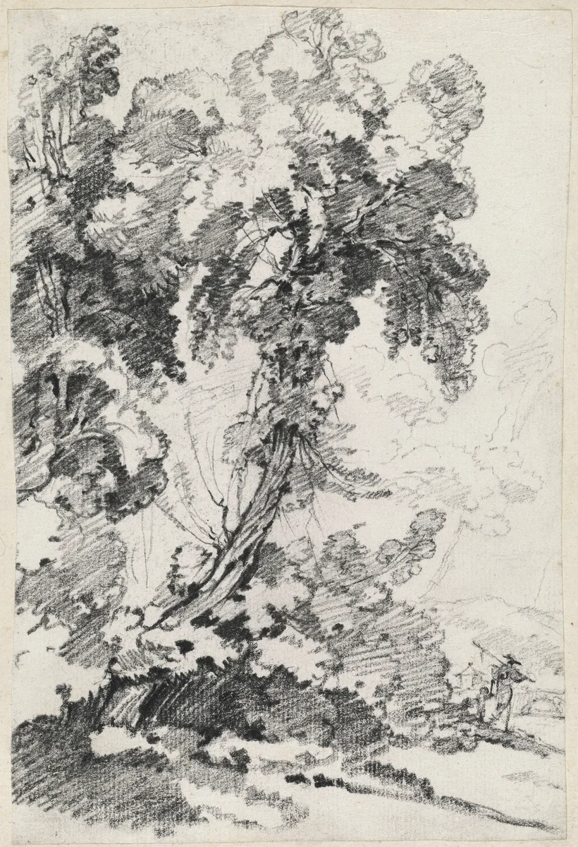 A Towering Tree with Travelers by Joseph-Marie Vien, drawing, 1746-1749