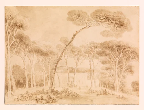 Imaginary View of a Roman Villa by Jean Honoré Fragonard, drawing, 1773-1776