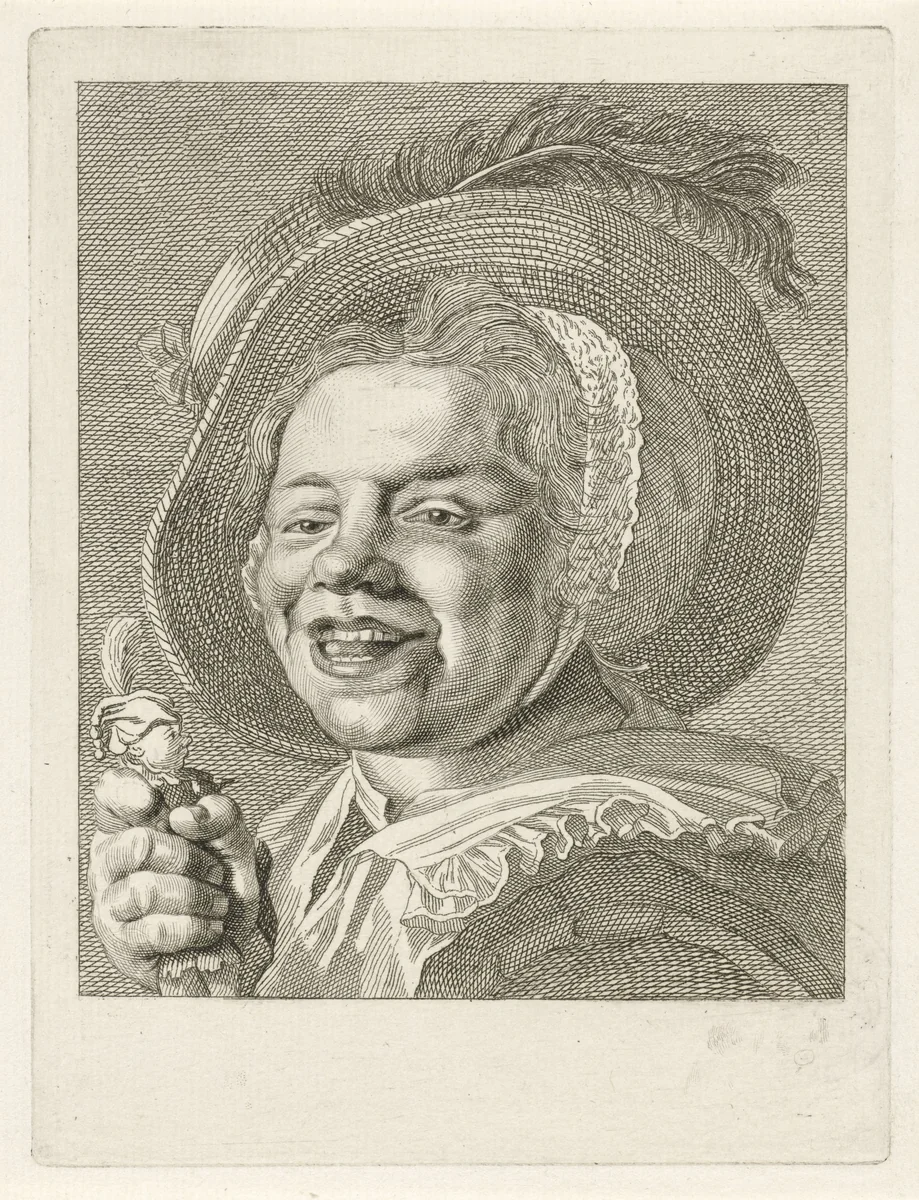 Lachend meisje met pop by Pieter de Mare, print, 1768-1796