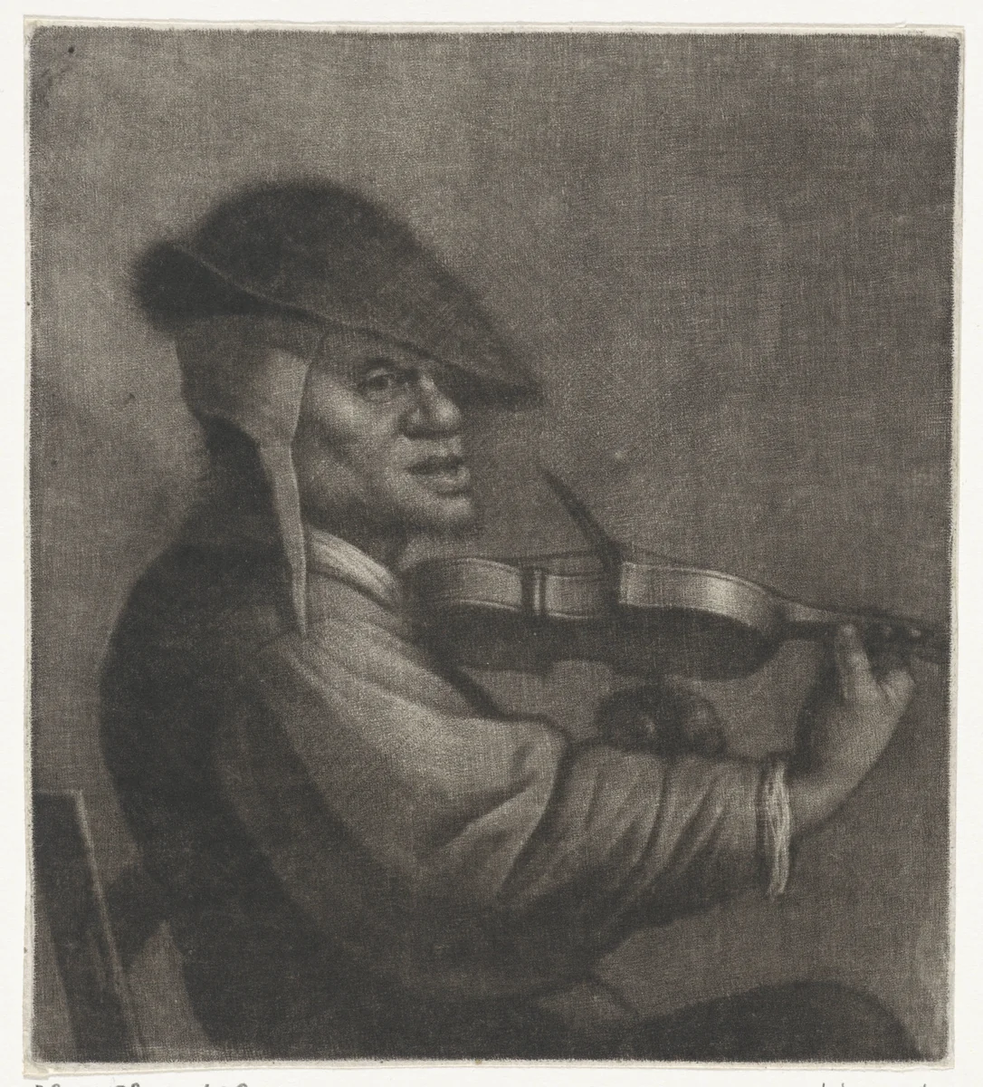 Vioolspeler (het Gehoor) by Wallerant Vaillant, print, 1658-1677