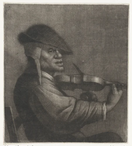 Vioolspeler (het Gehoor) by Wallerant Vaillant, print, 1658-1677