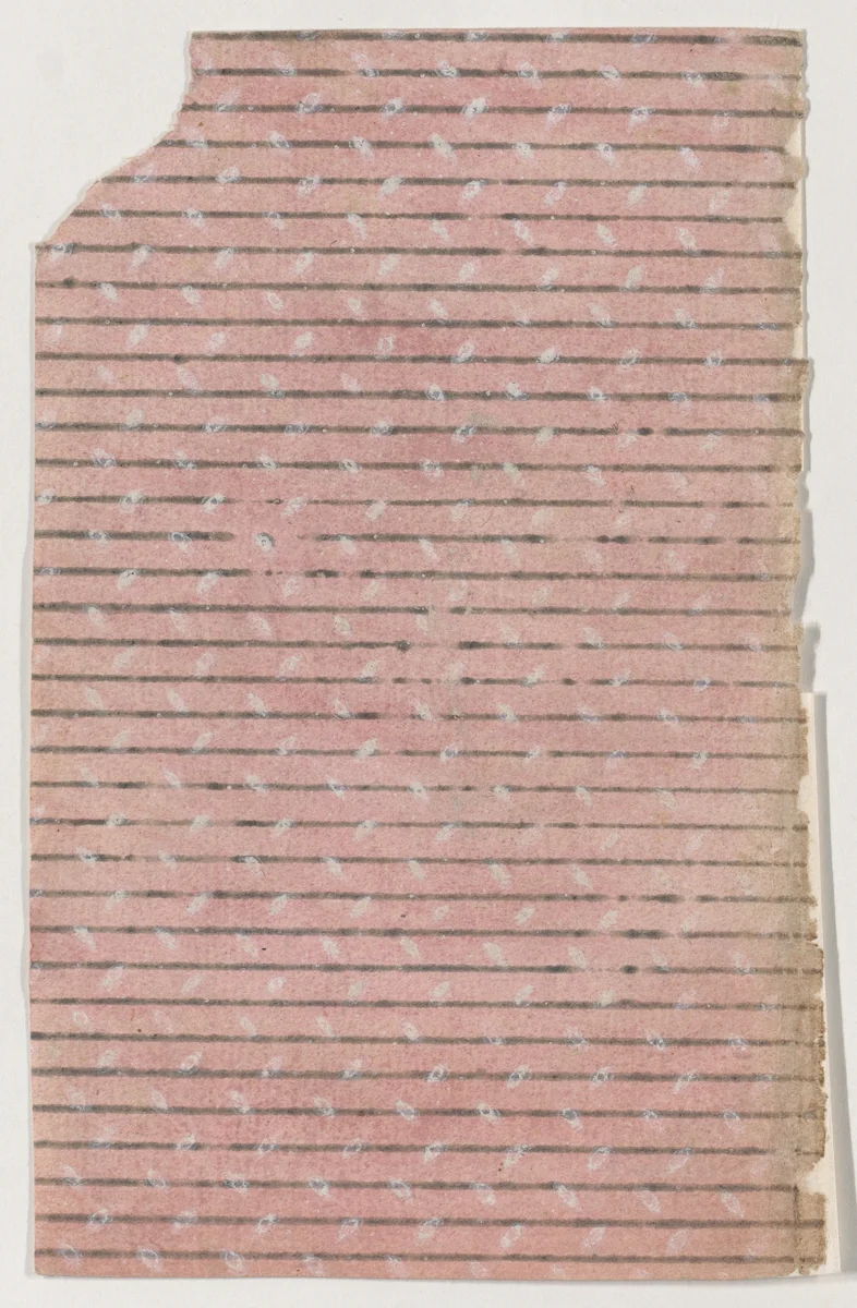 Sheet with overall pattern of stripes and dashes by anonymous, print, 1800-1900