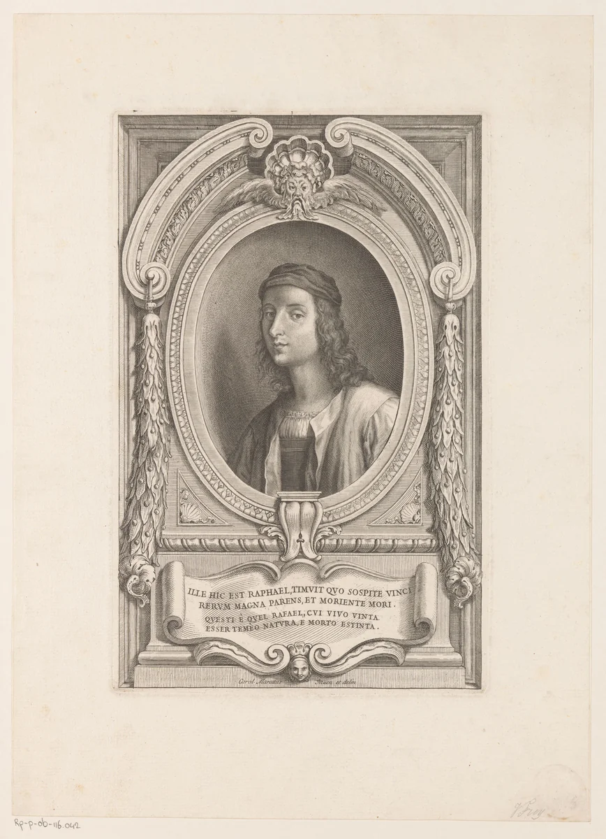 Portret van Raphaël by Jakob Frey, print, 1691-1752