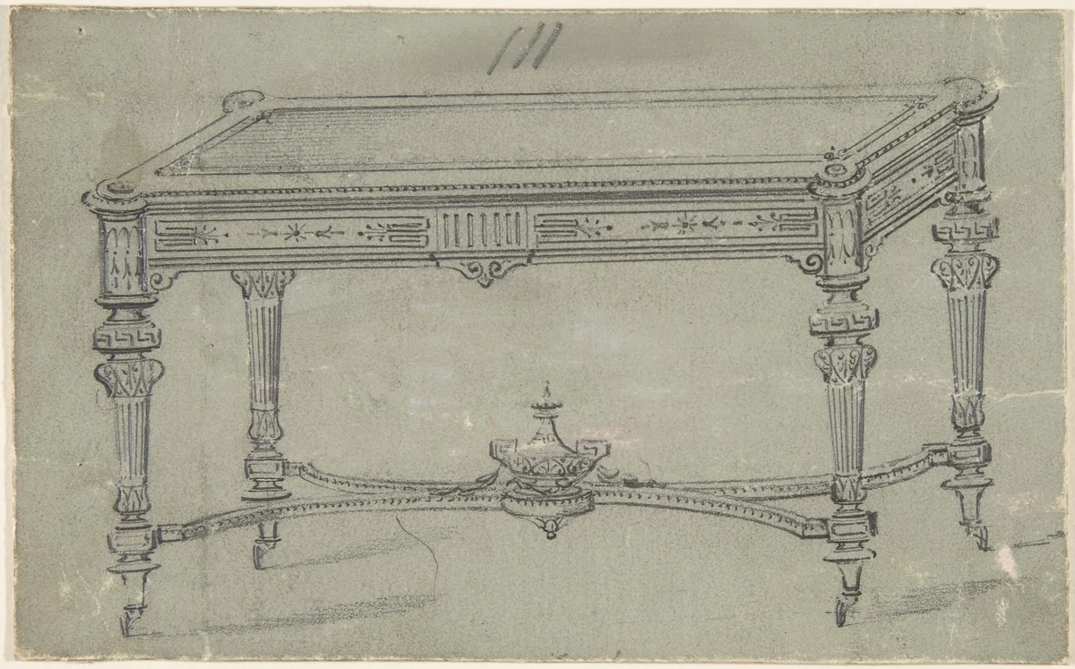 Design for a Rectangular Table with Greek Ornament by anonymous, drawing, 1800-1900