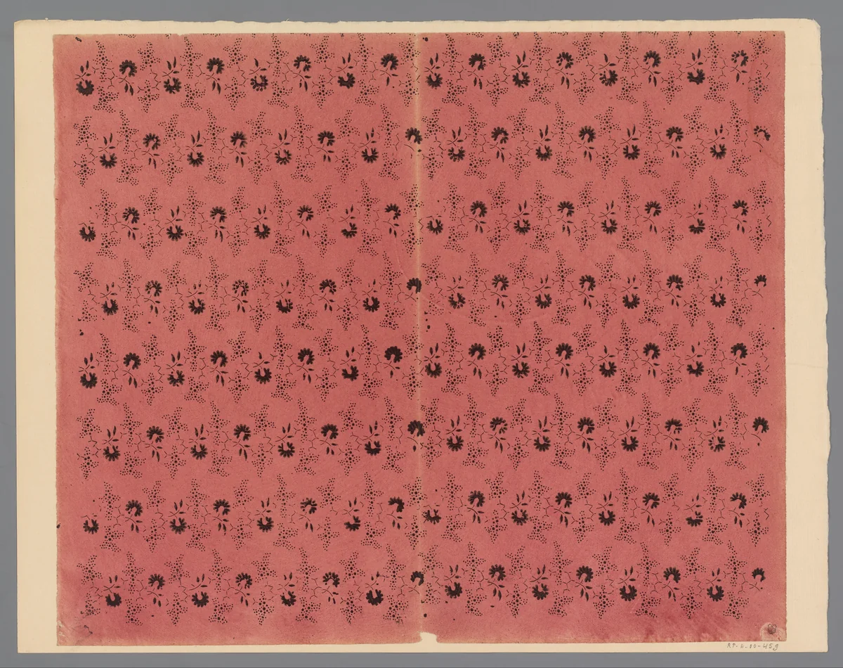 Blad met banenpatroon van bloemmotief by anonymous, other, 1800-1900