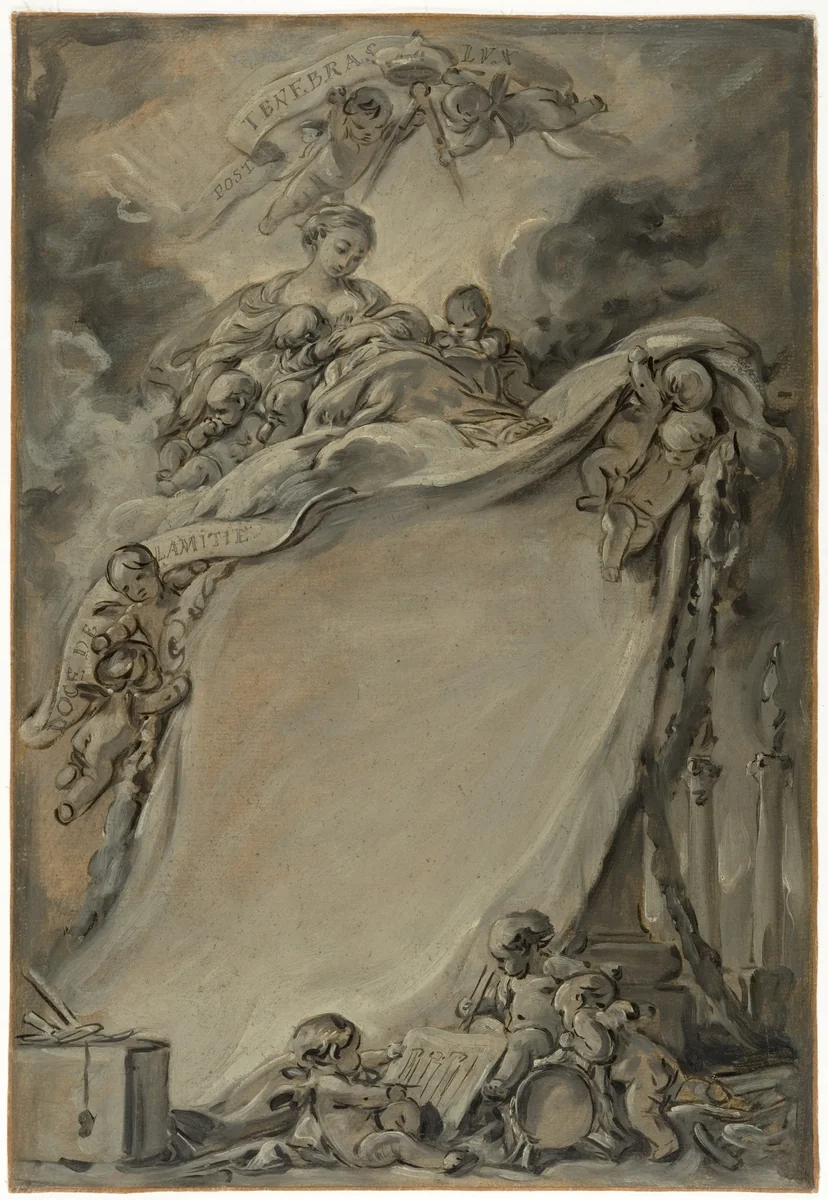 Diploma of the Freemasons of Bordeaux by François Boucher, drawing, 1700-1770