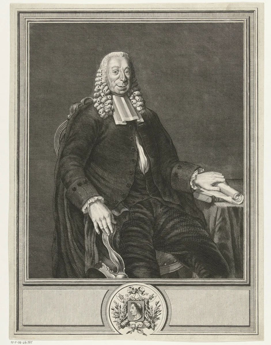 Portret van Hendrik Danielsz. Hooft by Leendert Brasser, print, 1727-1793