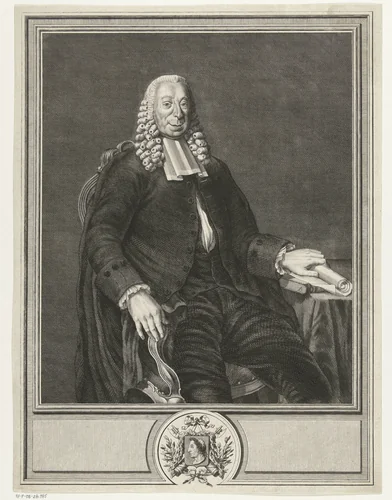 Portret van Hendrik Danielsz. Hooft by Leendert Brasser, print, 1727-1793