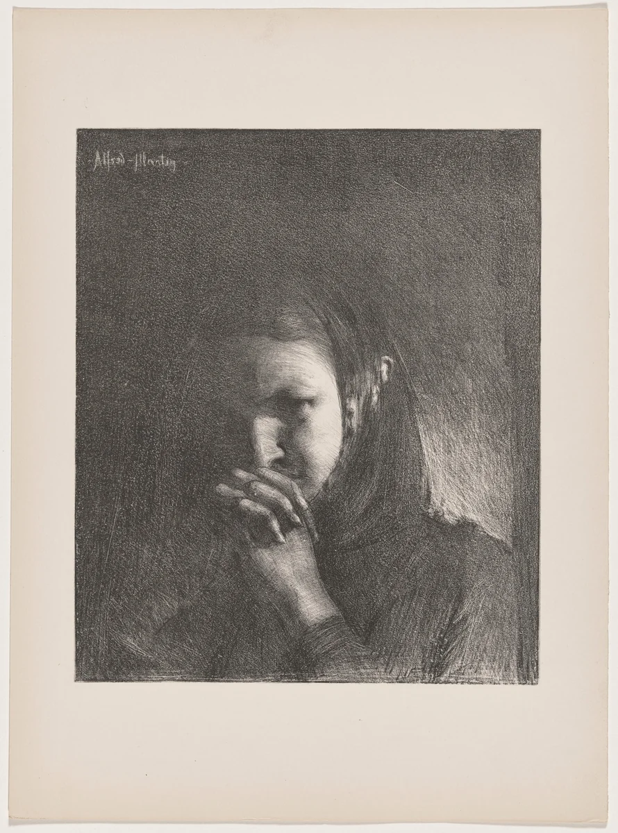 Mélancolie (Melancholy) by Alfred-Nicolas Martin, print, 1895