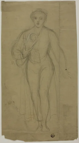 Standing Woman Carrying Rolled-Up Paper by Unknown Artist, drawing, 1800-1899