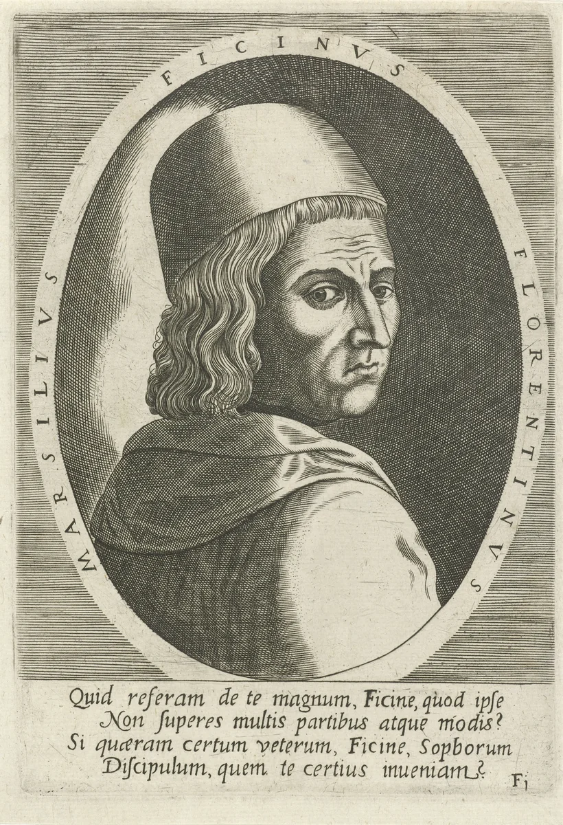 Portret van Marsilio Ficino by Philips Galle, print, 1572