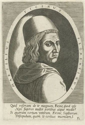 Portret van Marsilio Ficino by Philips Galle, print, 1572