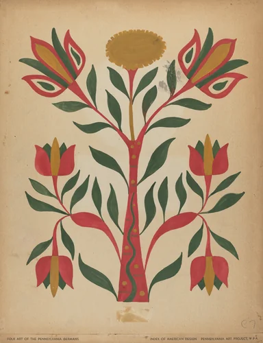 Drawing for Plate 7: From Portfolio "Folk Art of Rural Pennsylvania" by American 20th Century, index of american design, 1939