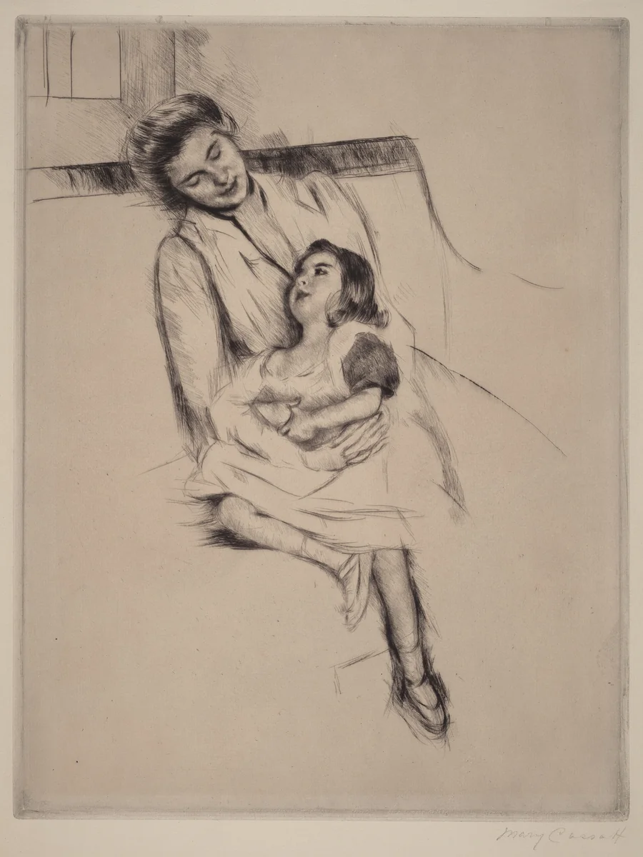 Reine and Margot Seated on a Sofa (No. 2) by Mary Cassatt, print, 1902