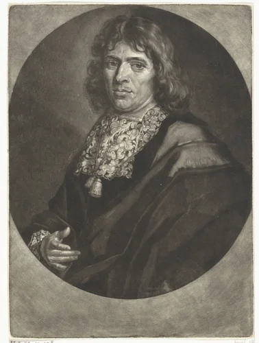 Portret van Adriaan Dortsman by Pieter van der Plas, print, 1687-1708