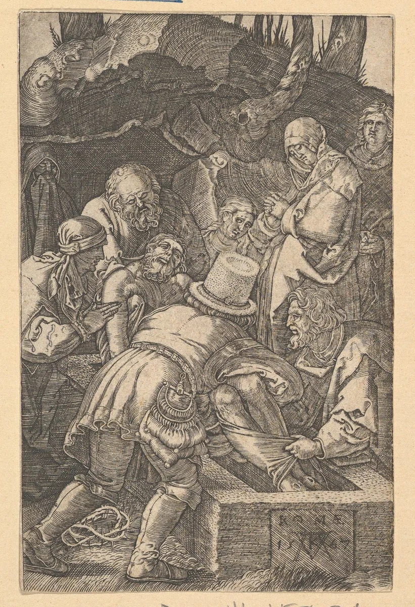 The Entombment by Mario Cartaro, print, 1567