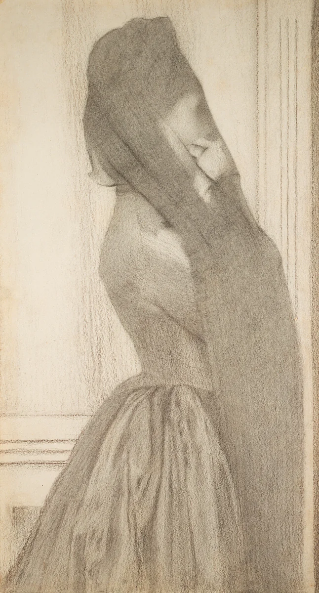 The Veil by Fernand Khnopff, drawing, 1882-1892