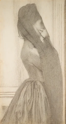 The Veil by Fernand Khnopff, drawing, 1882-1892